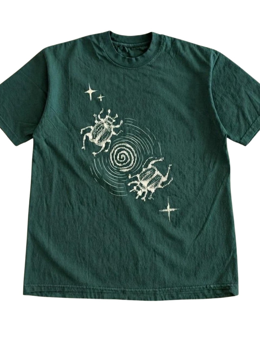 Gildan Forest Green Tee with Cream Astro Beetle Graphic